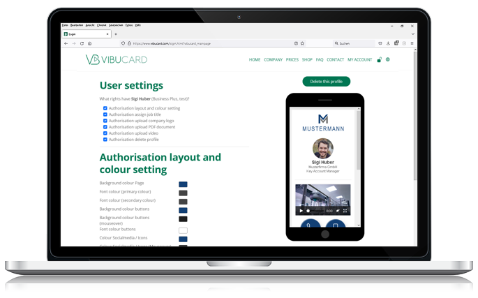 ViBuCard Profileinstellungen